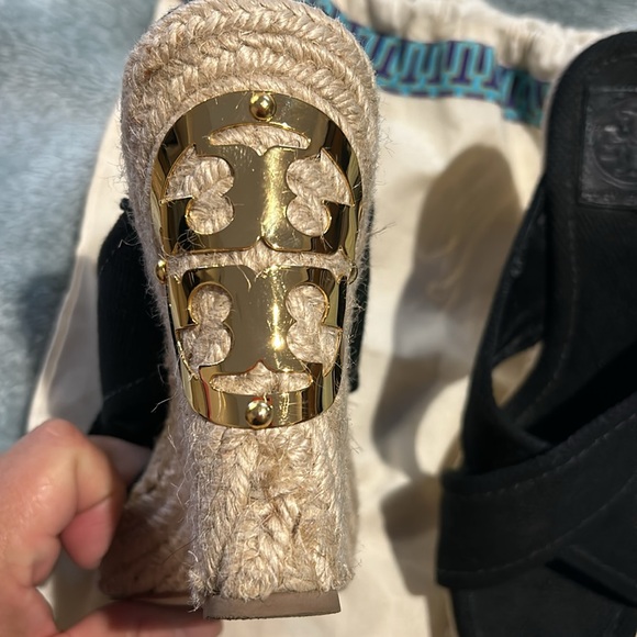 Tory Burch Original Golden Logo Wedge Espadrille Slide Sandals-8.5 - Picture 4 of 11